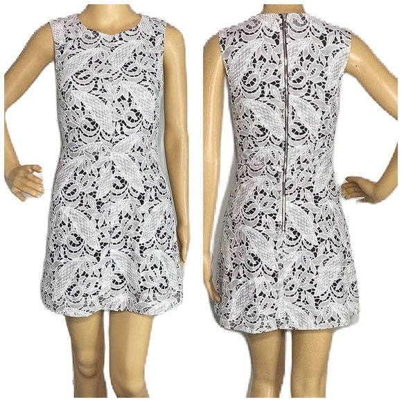 H&M A-Line Sleeveless Lace Mini Dress Sz 4 - Picture 1 of 9